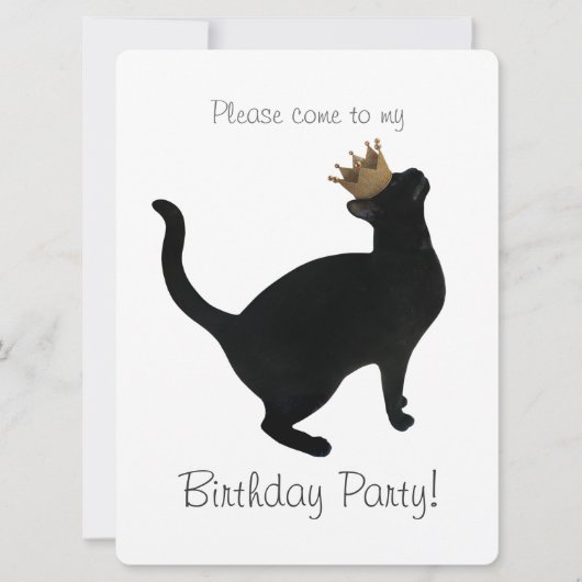 Kat Crown Birthday Party Invitation Kaart (Voorkant)