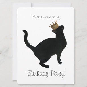 Kat Crown Birthday Party Invitation Kaart