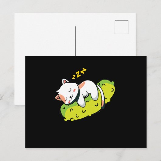 Kat Cucumber Gherkin Children Briefkaart (Voorkant / Achterkant)