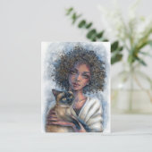 Kat Cuddles Briefkaart (Staand voorkant)