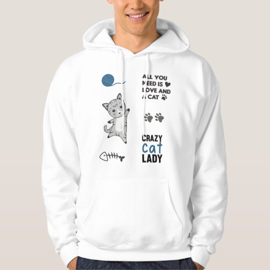 Kat Cute Animals Sticker Lover Cats Hoodie (Voorkant)