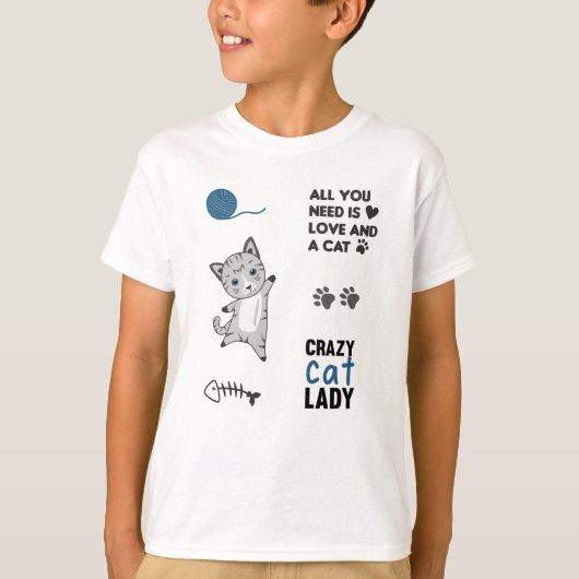 Kat Cute Animals Sticker Lover Cats T-shirt (Voorkant)