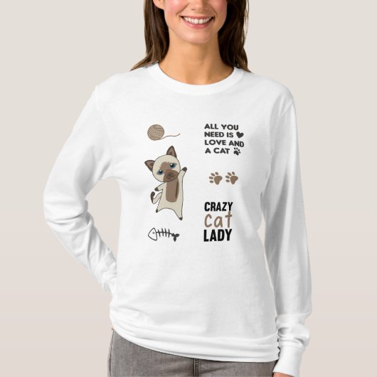 Kat Cute Animals Sticker Set Cats Love T-shirt (Voorkant)