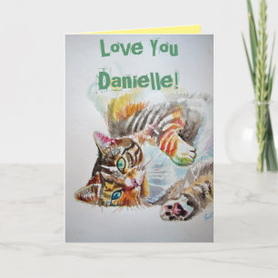 Kat Cute Cats Love Waterverf Birthday Card Kaart