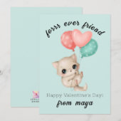 Kat Cute Classroom Valentijn card Feestdagenkaart (Voorkant / Achterkant)