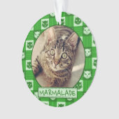 Kat Cute Green Kat Gingham Aangepaste foto toevoeg Ornament (voorkant)