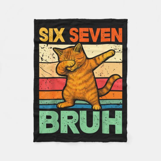 Kat Dabbing Bruh 67 Meme 6 7 Zes Zeven  Fleece Deken (Voorkant)