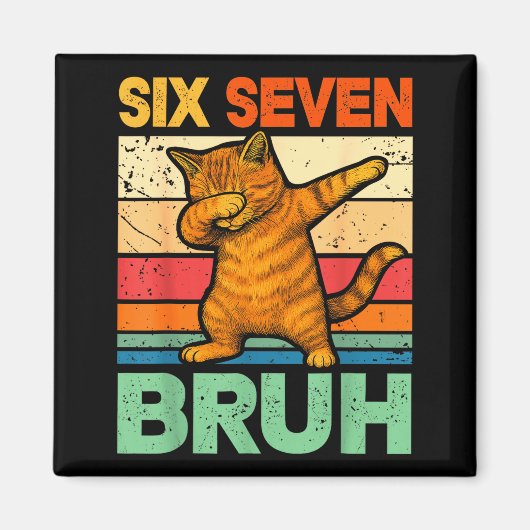 Kat Dabbing Bruh 67 Meme 6 7 Zes Zeven Magneet (Voorkant)