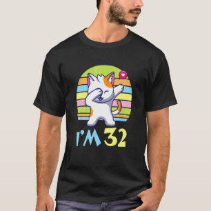 Kat Dabbing with Heart Happy of You 32 Years Old T-shirt