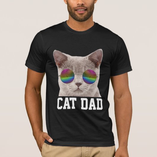 KAT-DAD-T-SHIRTS, KAT-WEARRAINBOW-SUNGLASSEN T-SHIRT (Voorkant)