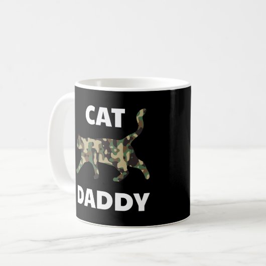 Kat Daddy Camouflage Grappig Papa Huisdier Eigenaa Koffiemok (Voorkant links)