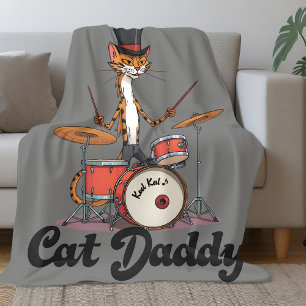 Kat Daddy Musicus Jazz Muziek Drummer Kattenvade Fleece Deken