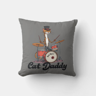 Kat Daddy Musicus Jazz Muziek Drummer   Kattenvade Kussen