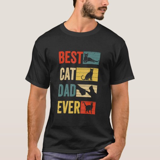 kat daddy retro beste kat papa ooit t-shirt (Voorkant)