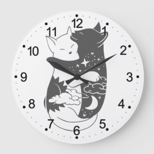 Kat dag kattenachtillustratie - Kies achtergrond Grote Klok
