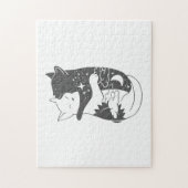 Kat dag kattenachtillustratie - Kies achtergrond Legpuzzel (Verticaal)