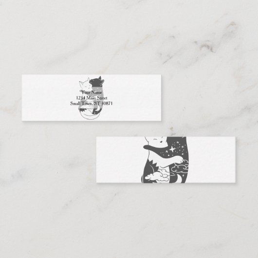 Kat dag kattenachtillustratie - Kies achtergrond Mini Visitekaartje (Voorkant / Achterkant)