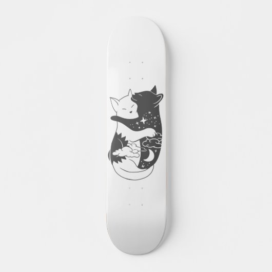 Kat dag kattenachtillustratie - Kies achtergrond Persoonlijk Skateboard (Voorkant)