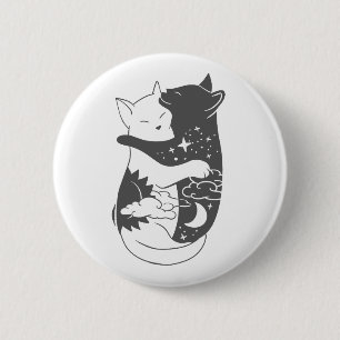 Kat dag kattenachtillustratie - Kies achtergrond Ronde Button 5,7 Cm