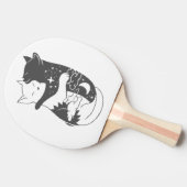 Kat dag kattenachtillustratie - Kies achtergrond Tafeltennisbatje (Zijkant)