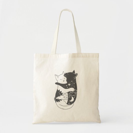Kat dag kattenachtillustratie - Kies achtergrond Tote Bag (Voorkant)