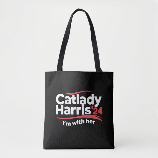 Kat Dame Kamala Harris 2024 Ik Ben Met Haar Tote Bag (Voorkant)