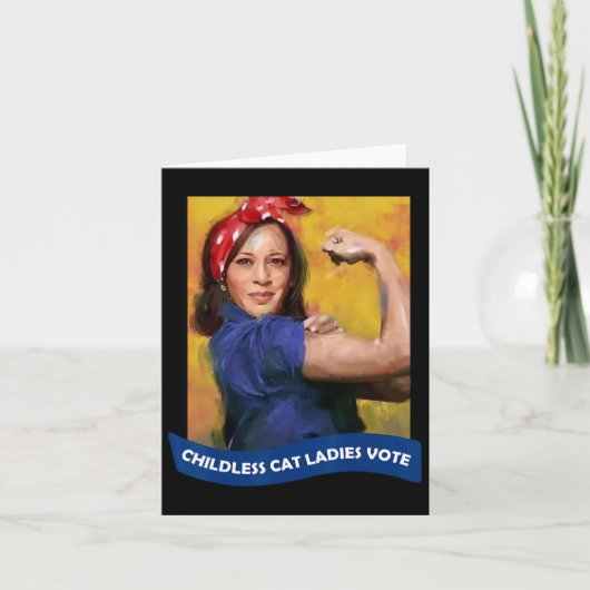 Kat Dames Stem Kamala 2024 Rosie De Riveter Kaart (Voorkant)