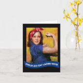 Kat Dames Stem Kamala 2024 Rosie De Riveter Kaart (Gele Bloem)