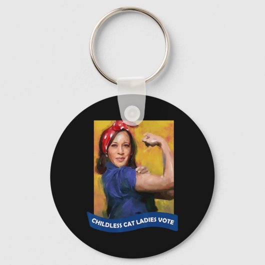 Kat Dames Stem Kamala 2024 Rosie De Riveter Sleutelhanger (Voorkant)