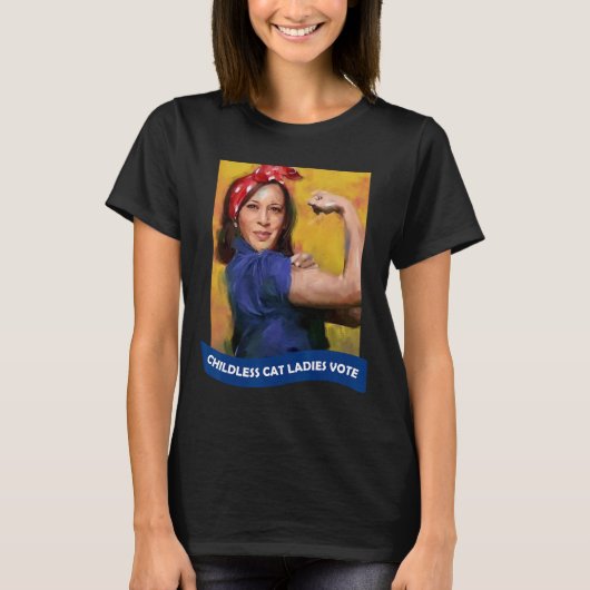 Kat Dames Stem Kamala 2024 Rosie De Riveter T-shirt (Voorkant)