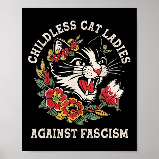 Kat Dames Tegen Fascisme Grappig Kat Feminist 1 Poster (Voorkant)
