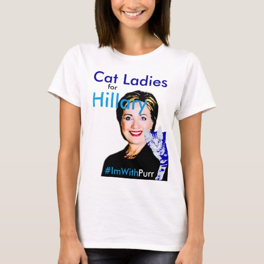 Kat Dames voor Hillary Basic T #ImWithPurr T-shirt (Voorkant)