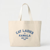 Kat Dames voor Kamala 2024 Custom State Grote Tote Bag (Voorkant)