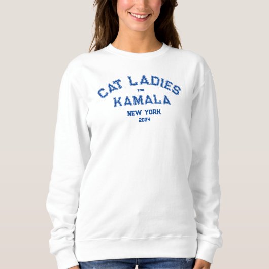 Kat Dames voor Kamala 2024 Custom State Wit Trui (Voorkant)