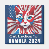 Kat Dames voor Kamala 2024 Democraat Magneet (Voorkant)