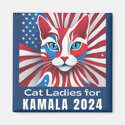Kat Dames voor Kamala 2024 Democraat Magneet (Voorkant)