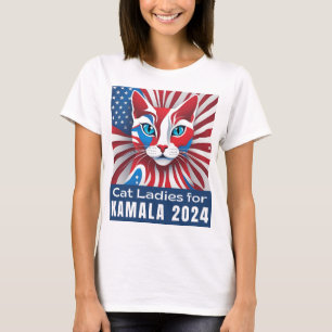 Kat Dames voor Kamala 2024 Democraat T-shirt