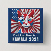 Kat Dames voor Kamala 2024 Democraat Vierkante Button 5,1 Cm (Voorkant)