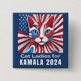 Kat Dames voor Kamala 2024 Democraat Vierkante Button 5,1 Cm