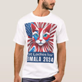 Kat Dames voor Kamala 2024 Starburst T-shirt (Voorkant)