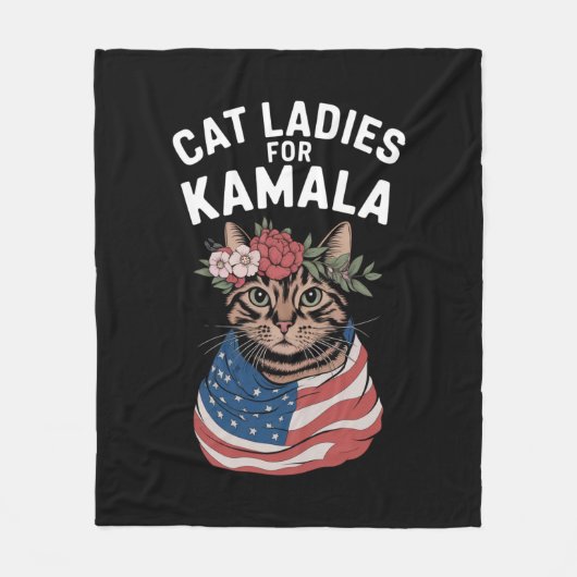 Kat Dames voor Kamala Cat Lady Harris Verkiezing Fleece Deken (Voorkant)