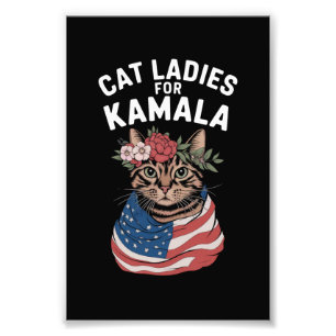 Kat Dames voor Kamala Cat Lady Harris Verkiezing Foto Afdruk