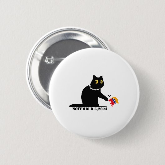Kat Dames voor Kamala Harris 2024 Ronde Button 5,7 Cm (Voorkant /achterkant)