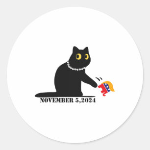 Kat Dames voor Kamala Harris 2024 Ronde Sticker