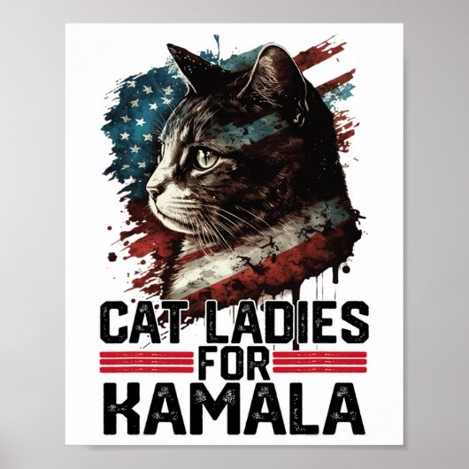 Kat Dames voor Kamala Harris Funny Cat 2 Poster (Voorkant)