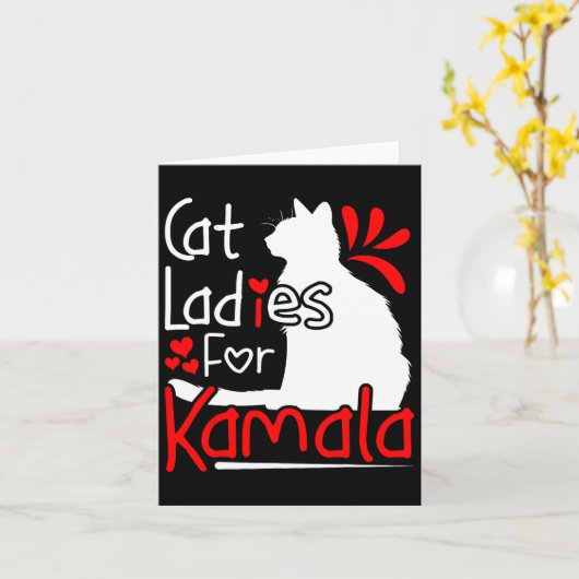 Kat Dames voor Kamala Silhouette Graphic Kaart (Gele Bloem)