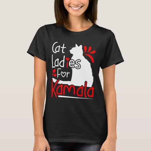 Kat Dames voor Kamala Silhouette Graphic T-shirt (Voorkant)