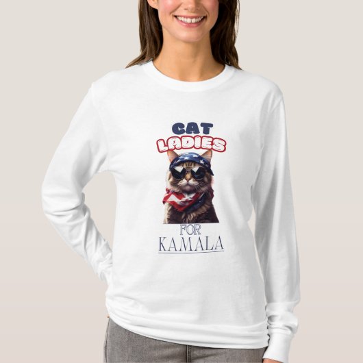 Kat Dames voor Kamala USA T-shirt (Voorkant)
