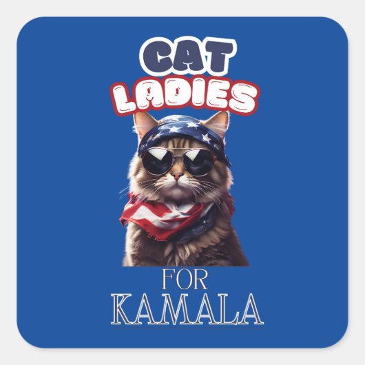 Kat Dames voor Kamala USA Vierkante Sticker (Voorkant)