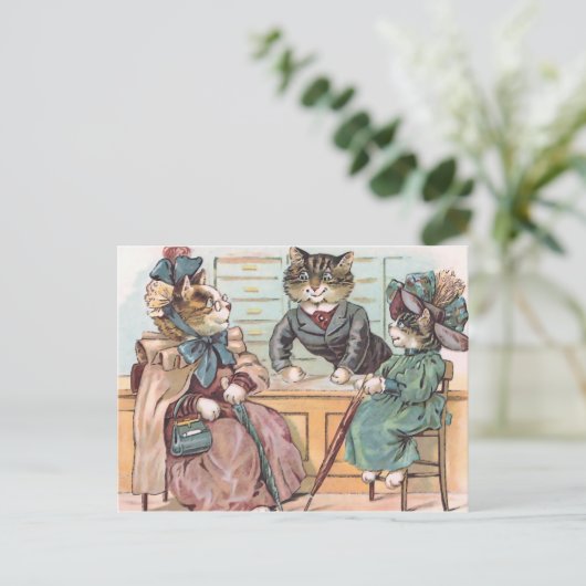 Kat Dames winkelen Briefkaart (Staand voorkant)